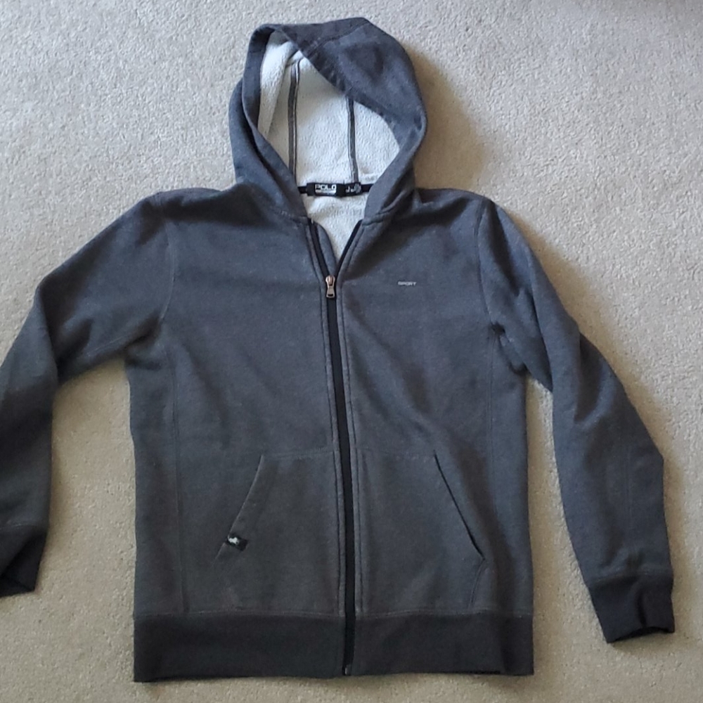 Polo Sport Grey Zip Hooded Sweatshirt Boys size 14